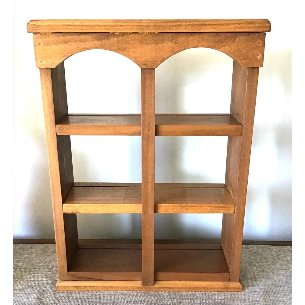 Vintage Wood Wall Shelf 6 Cubby Collectible Teacup Saucer Display Cottagecore
